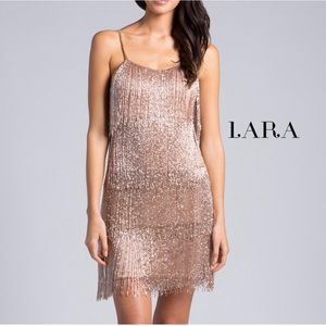NWT Lara Silver Beaded Fringe Cocktail Dress